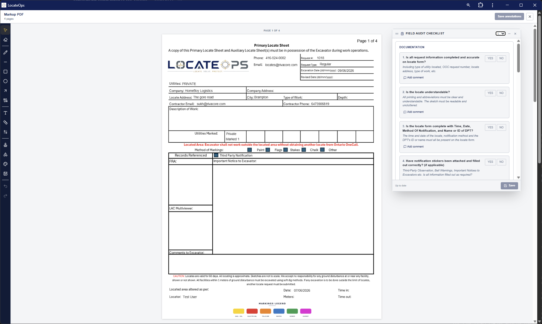 The annotation editor with a circled area and a text note on a completion PDF