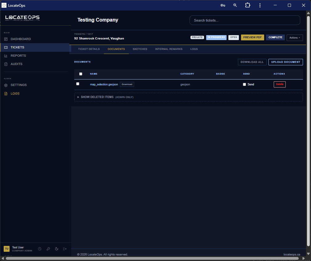 The Documents tab listing call-centre paperwork and the completion package